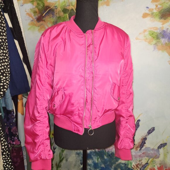 Love Tree Jackets & Blazers - Love Tree Pink Bomber Jacket